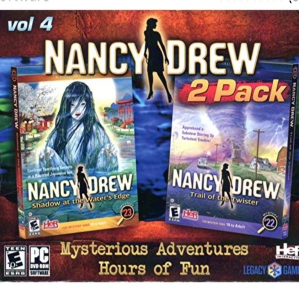 NEW PC Game 2 Pack - Nancy Drew TRAIL OF THE TWISTER + SHADOW AT THE WATERS EDGE